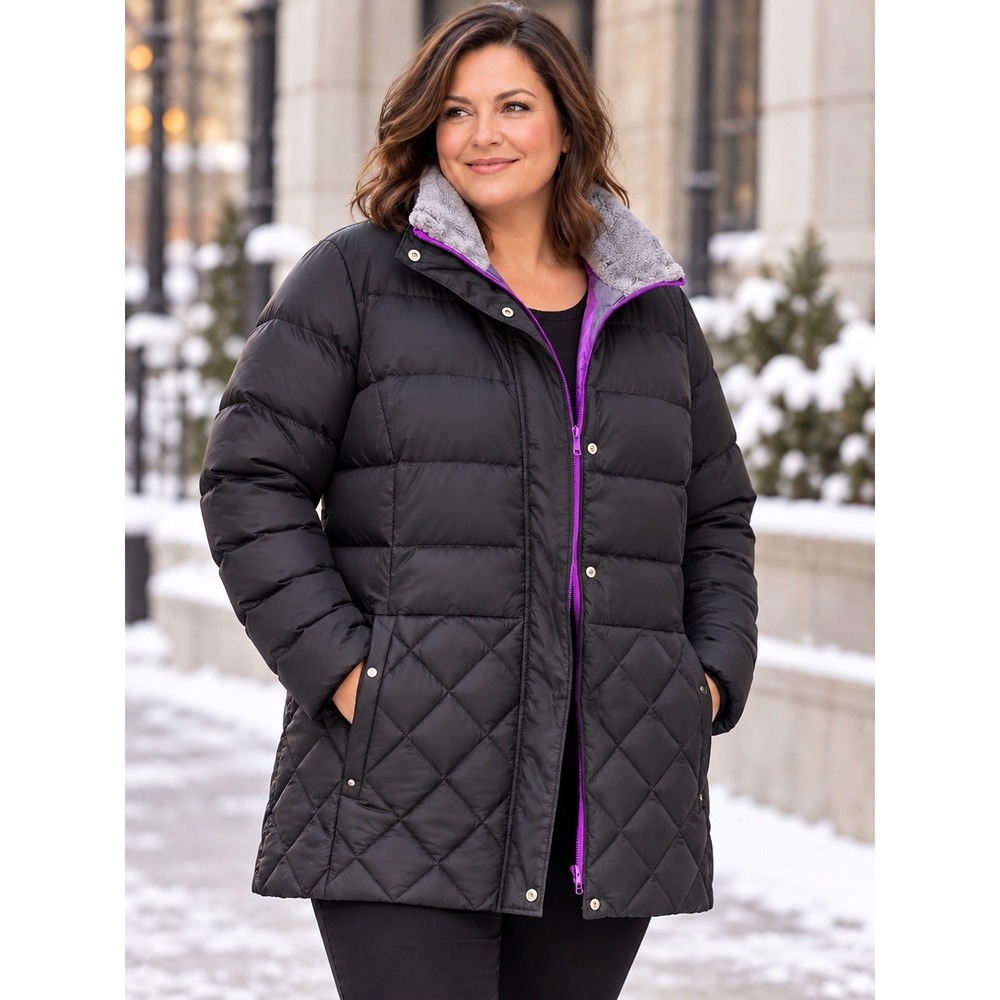 Free Country Down Jacket Womens 2X Black Power Down Puffer Zip Winter Coat